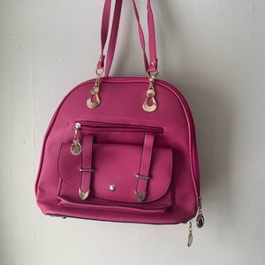 Pink & Gold Criss-Cross Backpack Purse